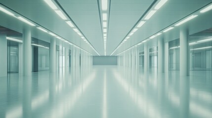 Obraz premium Modern Architectural Interior: A Sterile, Light-Filled Corridor
