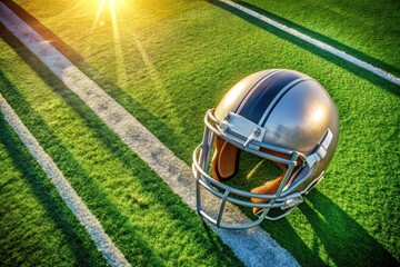 Aerial View Football Field Helmet Game Day Drone Shot High Angle Stadium
