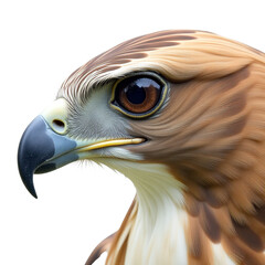 Hawk eye close-up, isolated on a white background
