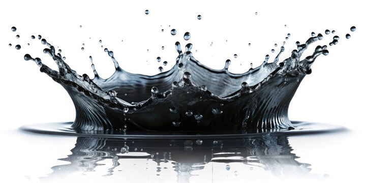 Black Water Splash Logo, Fresh Water Drop, Drone Photography, Isolated White Background, Nature Photography