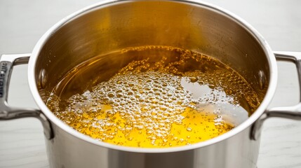Bubbling oil cooking process kitchen culinary art close-up texture