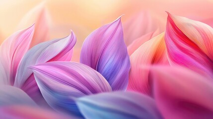 Fototapeta premium Micro foliage concept. A vibrant display of colorful petals gently layered, creating a soft, dreamy impression.
