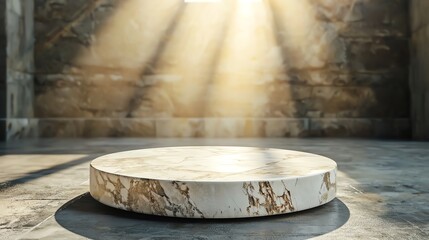 Shadowed marble pedestal, strong contrast lighting, 3D illustration
