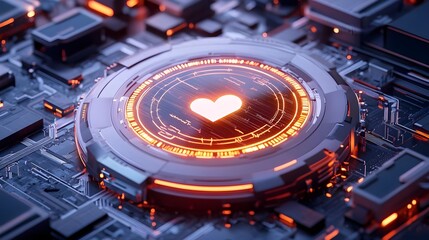 futuristic heartbeat tech, digital love - abstract technology