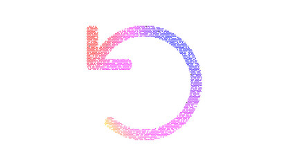 Icon undo is made up of LED square shapes. There are bright diodes and there are black dead diodes