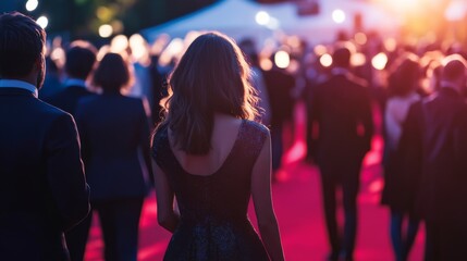 Star-studded red carpet. Business success. Blurred background