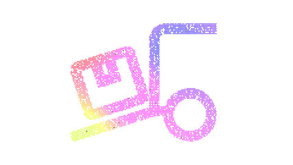 Icon truck loading is made up of LED square shapes. There are bright diodes and there are black dead diodes