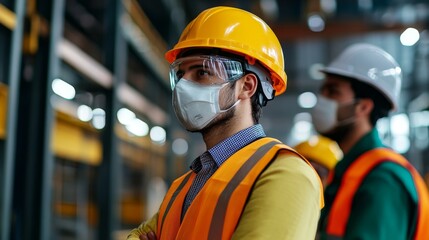 Work safety concept. Safety at workplace, safety first, hazards, protections, health, regulations and group insurance.  Working standard process. Zero accidents. Operational excellence. HSE concept.