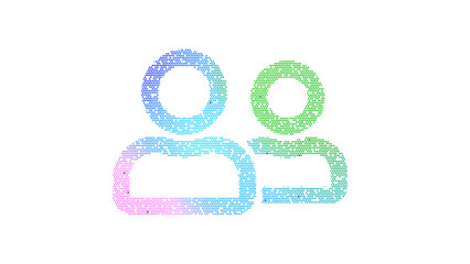 Icon user friends is made up of LED square shapes. There are bright diodes and there are black dead diodes