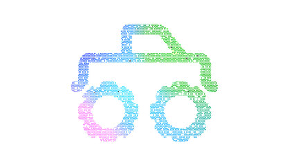 Icon truck monster is made up of LED square shapes. There are bright diodes and there are black dead diodes © Video Render