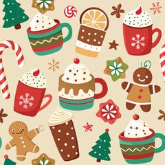 seamless pattern with christmas cookies