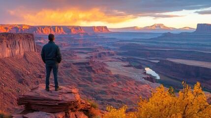 Fototapeta premium Independence justice idea. Stunning sunset view over a vast canyon, showcasing nature's beauty and tranquility.