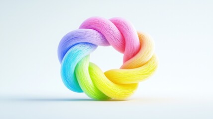 Pastel rainbow yarn twisted in a circle.