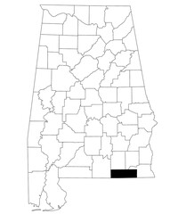 Map of Geneva County in Alabama state on white backround. single County map highlighted by black color on Alabama map. UNITED STATES, US