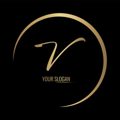 Luxury stylish V letter vector logo design with awesome gradient color circle
