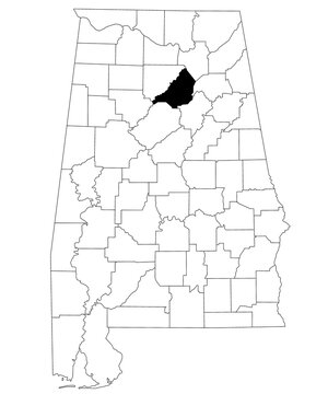 Map of blound County in Alabama state on white backround. single County map highlighted by black color on Alabama map. UNITED STATES, US