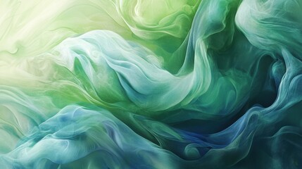 Obraz premium Abstract Green and Blue Fabric Swirls Design