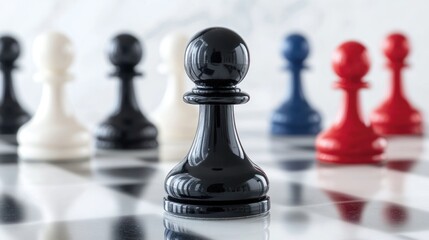 Strategic Chess Piece: Black Pawn in Focus