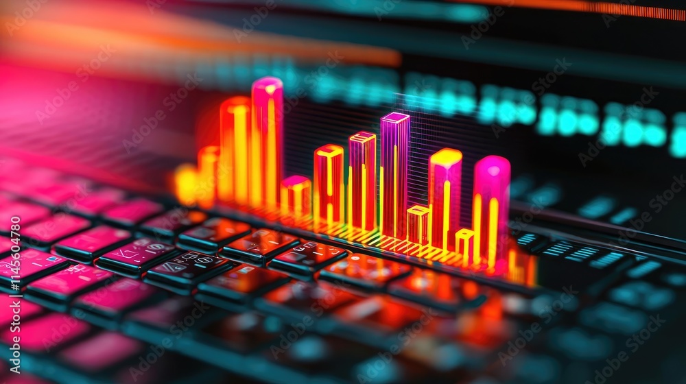 Aufkleber capital cost concept. colorful graph analysis on a laptop keyboard, showcasing digital data insights