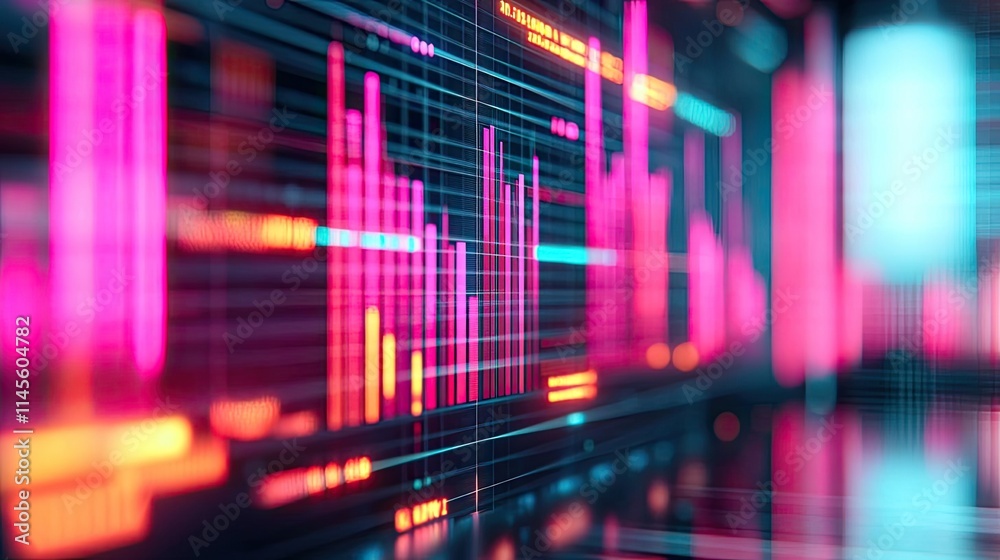 Fototapete capital cost concept. futuristic data visualization with vibrant colors and dynamic graphs.