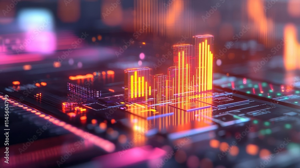 Poster Capital cost concept. Digital visualization of data trends and analytics representation in vibrant colors.