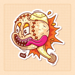 Poor Baseball Ball Hand Drawn Color Vector Doodle Illustration