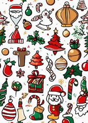 vintage poster of a santa and a christmas tree.