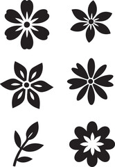 Assorted Flower Silhouettes Floral Icons Vector Graphic Designs
