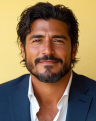 Confident businessman with a suit and a smile in a studio background, He looking at the camera