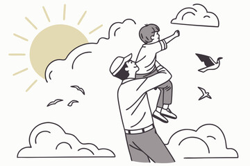 A design for Father?s Day featuring a heartwarming scene of a father and child D.eps