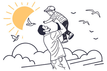 A design for Father?s Day featuring a heartwarming scene of a father and child E.eps