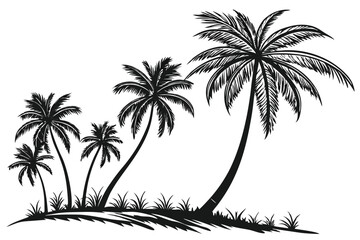 Fototapeta premium coconut tress silhouette on white background black color line art H.eps