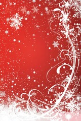 Red and White Festive Background with Snowy Patterns