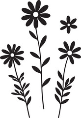 Daisy Flower Illustration Beautiful Floral Design with Long Stem 