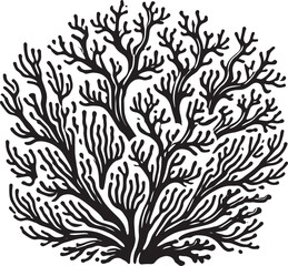 Underwater Sea coral silhouette vector illustration isolated on a white background