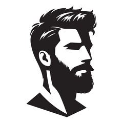 Clean-Shaven Profile Silhouette of a Man with a Stylish Haircut