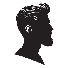 Black silhouette design of a man's head with stylish hair