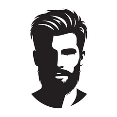 Bearded Man Face Silhouette Vector Illustration