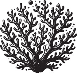 Underwater Sea coral silhouette vector illustration isolated on a white background