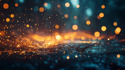Naklejka premium Abstract bokeh lights with glowing sparks.