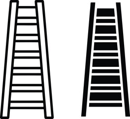Simple Ladder Icons Outline and Solid, Climbing, Ascent, Steps