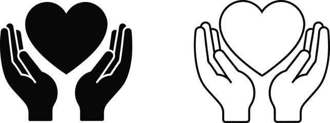 Two Hands Gently Holding a Heart Love, Care, Charity, Support
