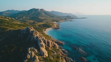 Fototapeta premium Coastal Cliffs and Turquoise Waters of a Mediterranean Island