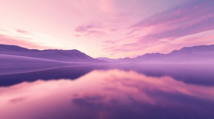 Fototapeta premium Serene Desert Landscape at Dusk with Soft Pink Hues and Reflections