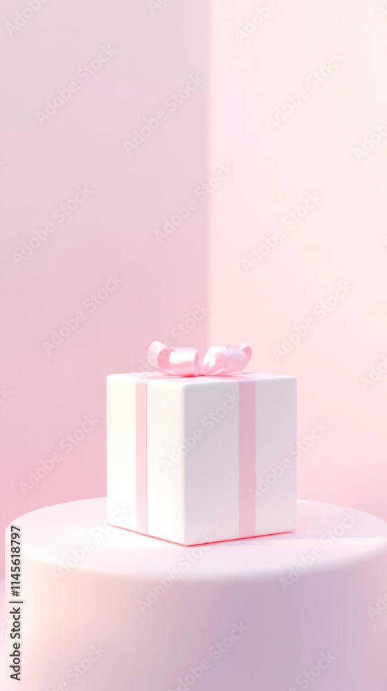 Aufkleber gift box with soft edges and gradient shadows on minimalist platform, creating clean aesthetic