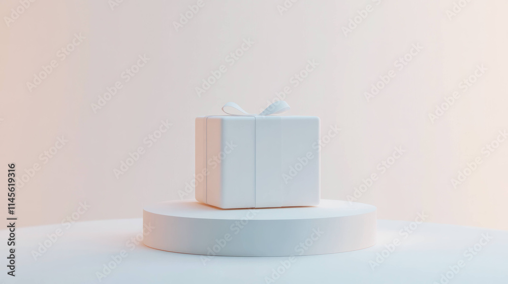 Leinwandbilder minimalist gift box on platform with soft edges and gradient shadows, creating clean aesthetic