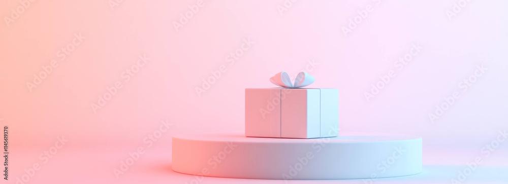 Leinwandbilder minimalist gift box positioned on platform with soft edges and gradient shadows, creating clean aesthetic