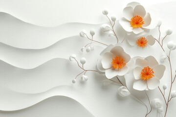 White flowers on a white background, creating a serene and elegant aesthetic.