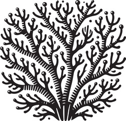 Underwater Sea coral silhouette vector illustration isolated on a white background