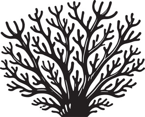 Underwater Sea coral silhouette vector illustration isolated on a white background
